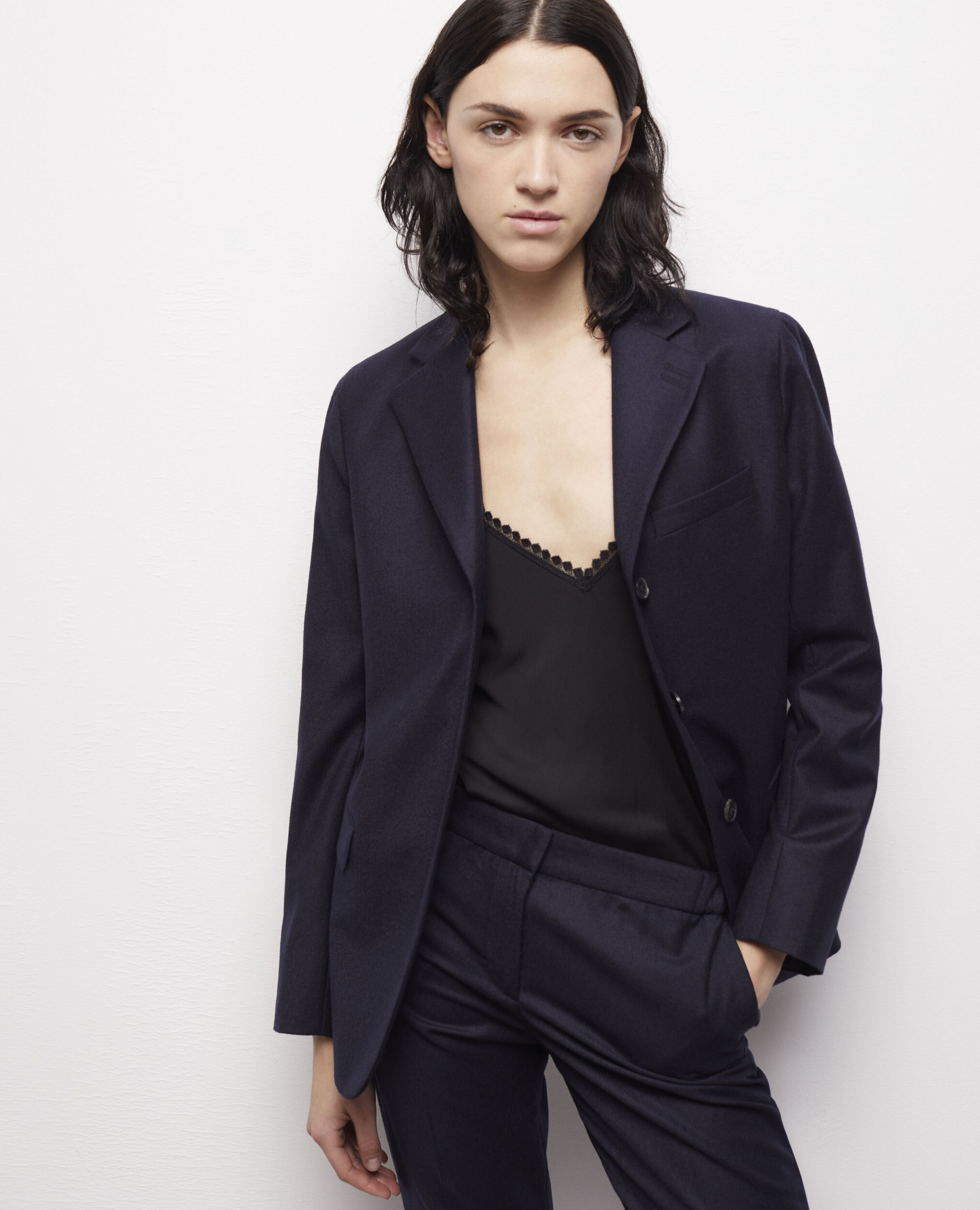 Veste de costume en laine bleue, NAVY, hi-res image number null