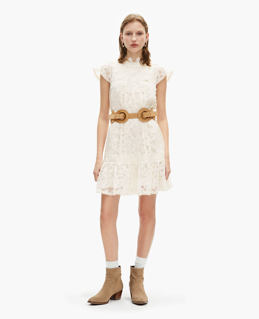 The Kooples FEMME ECRU robe courte en dentelle écrue