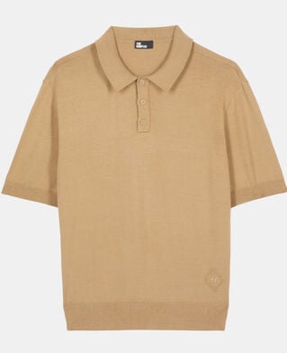 The Kooples MEN BEIGE brown knitted polo t-shirt
