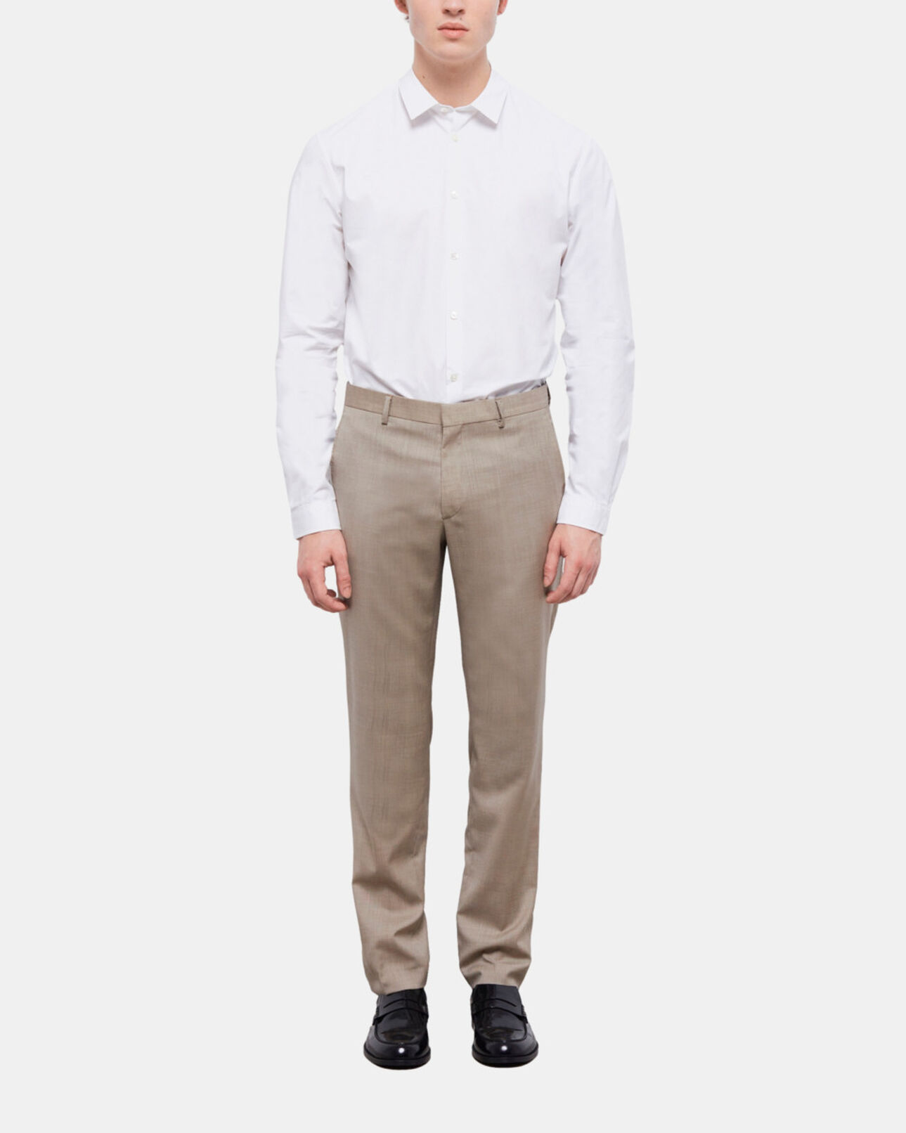 The Kooples MEN BEIGE MELANGE beige end-on-end wool suit pants