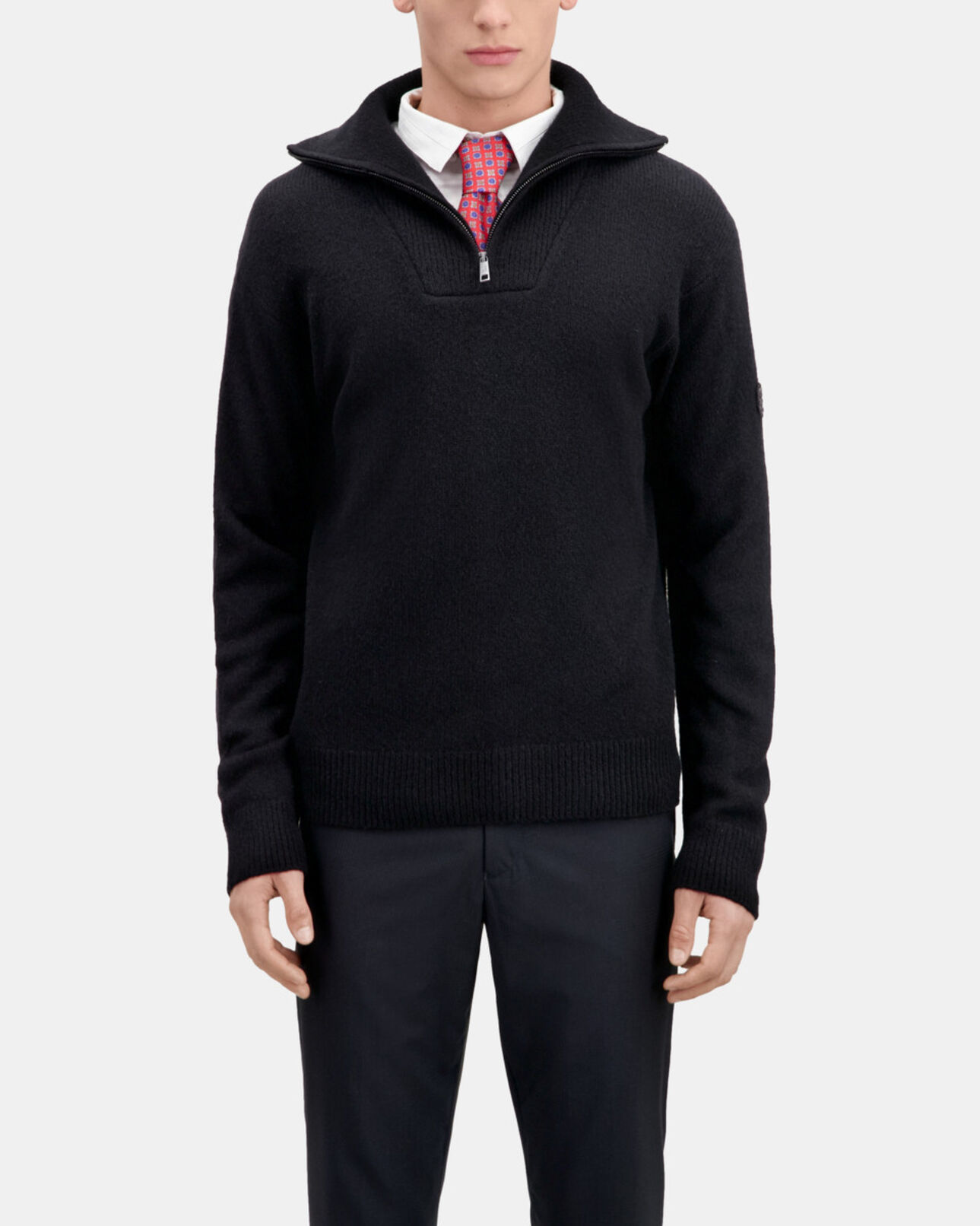The Kooples HOMME BLACK pull en laine mélangée avec zip noir