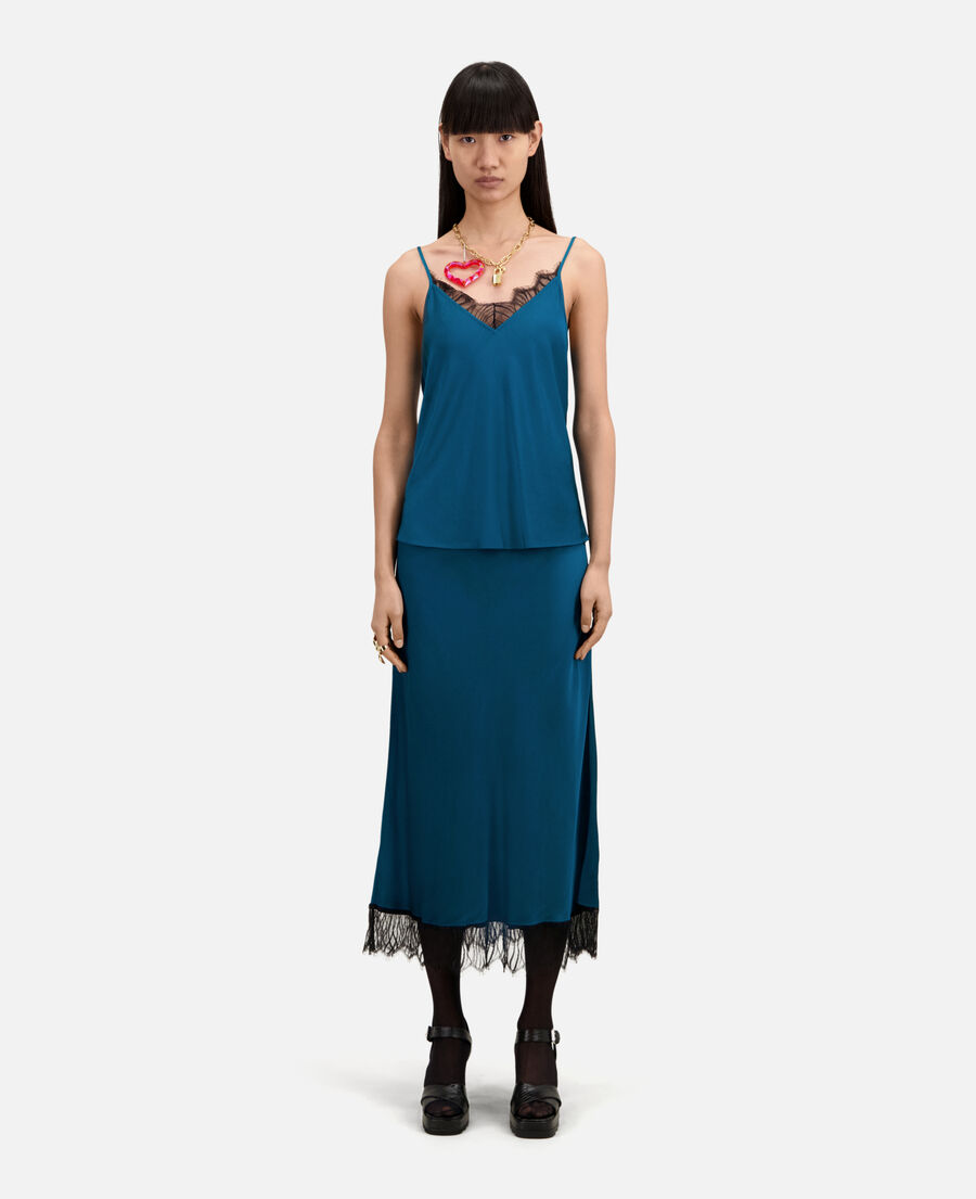 Blue camisole with lace details | The Kooples - US