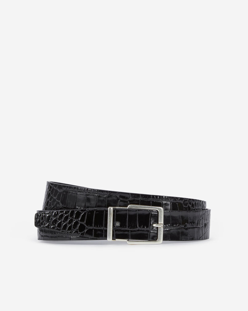 The Kooples H BLACK black crocodile-effect leather belt
