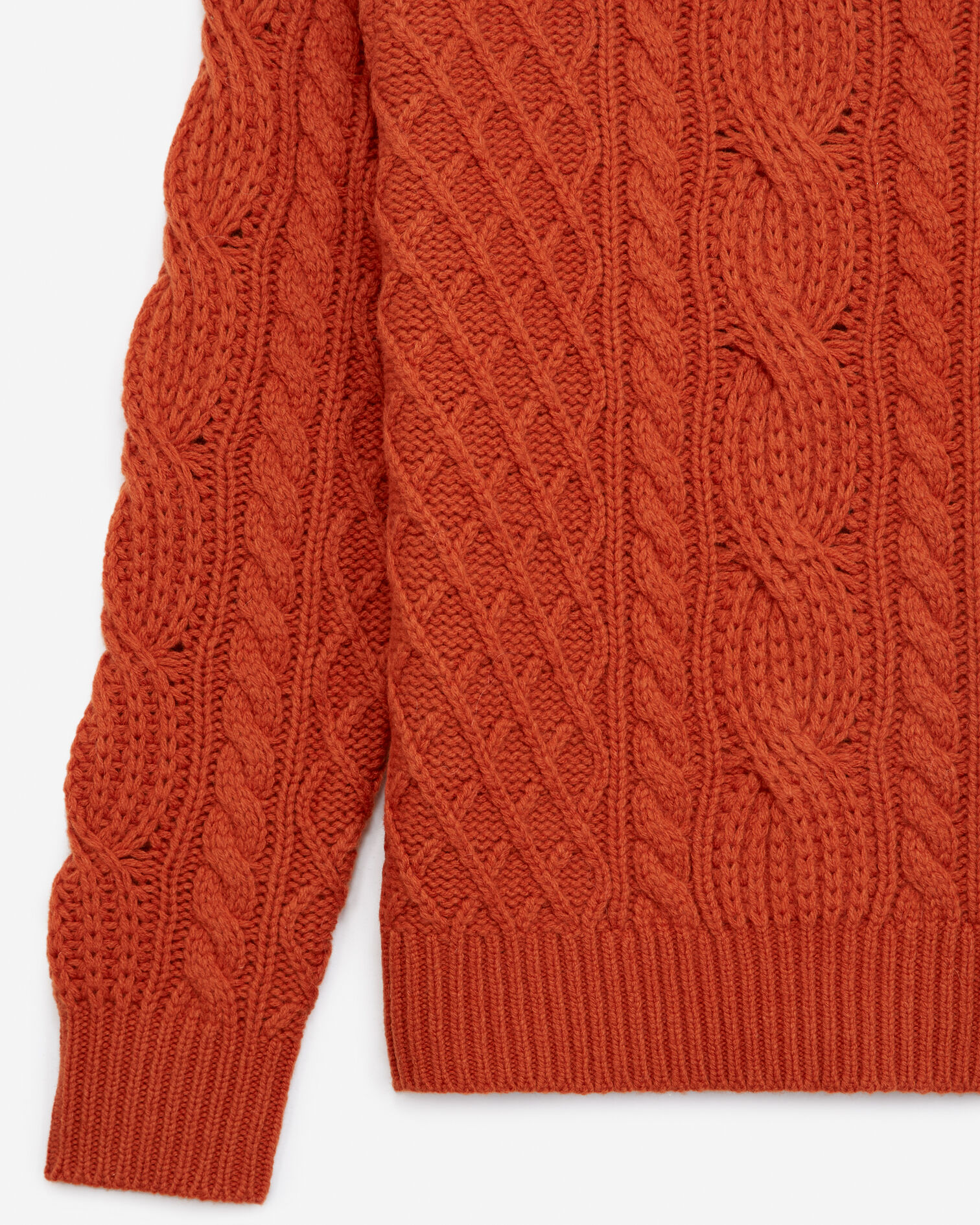 Orange sweater with turtleneck and cable knit, OLD ORANGE, hi-res image number null