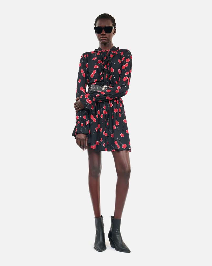 The Kooples WOMEN BLACK - RED short cherry printed dress