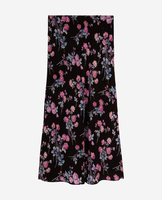 The Kooples FEMME BLACK / PINK jupe longue imprimé fleuri noire