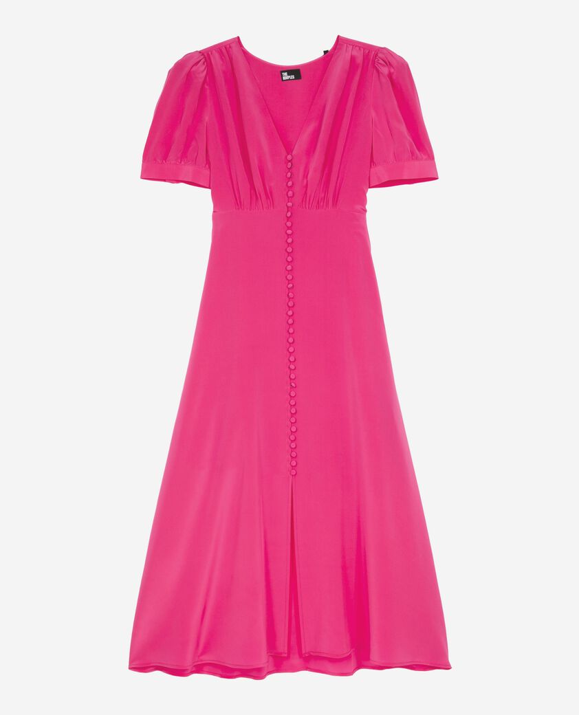 The Kooples FEMME FUSHIA robe longue avec boutonnage en soie rose