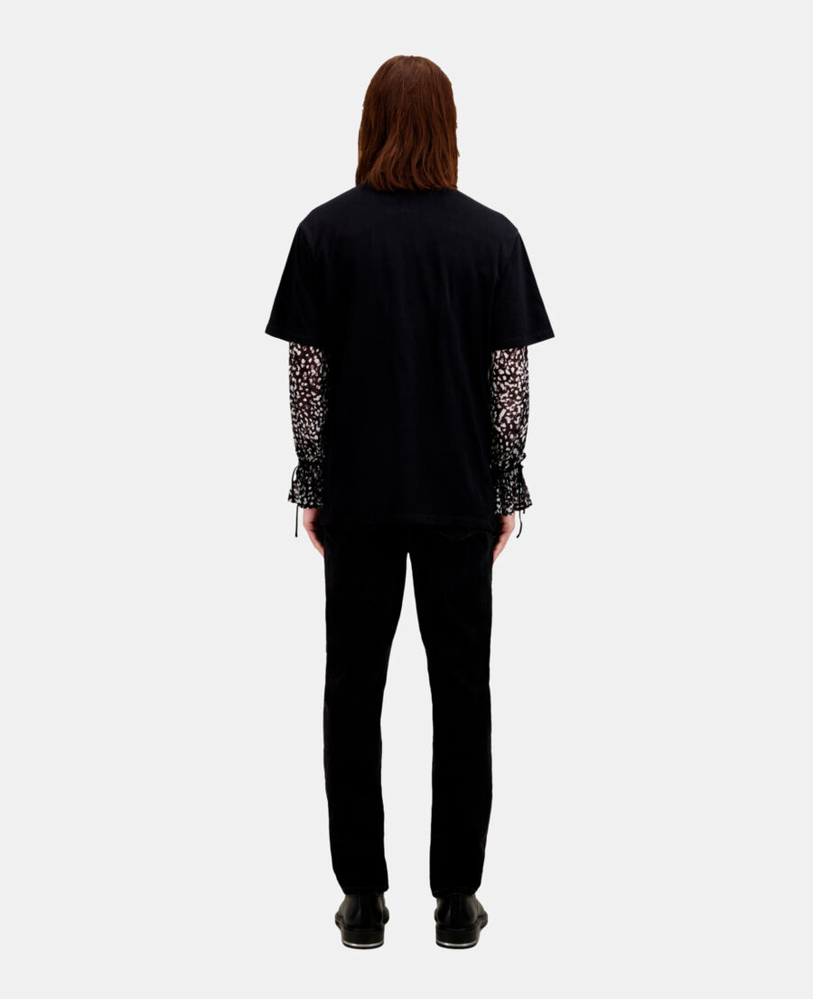 The Kooples MEN BLACK WASHED men's black t-shirt with dagger through heart serigraphy