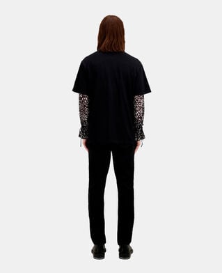 The Kooples MEN BLACK WASHED men's black t-shirt with dagger through heart serigraphy