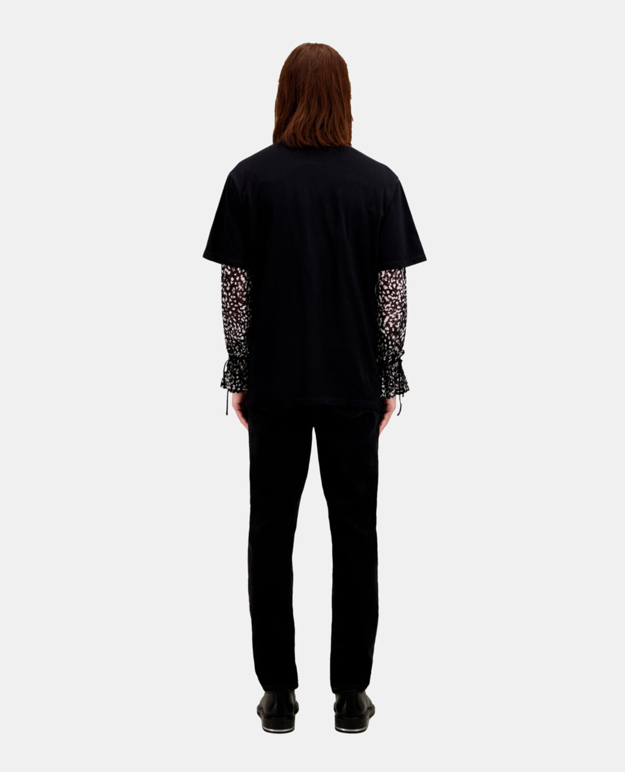 Schwarzes T-Shirt Herren mit Siebdruck, BLACK WASHED, hi-res image number null