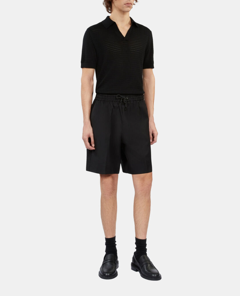 The Kooples MEN BLACK black wool bermuda shorts