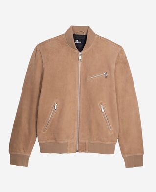 The Kooples HOMME BEIGE blouson avec zip en cuir suède beige