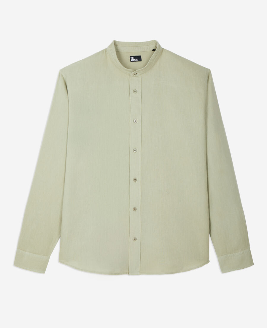 The Kooples HOMBRE KAKI GREY camisa verde claro algod&oacute;n lino