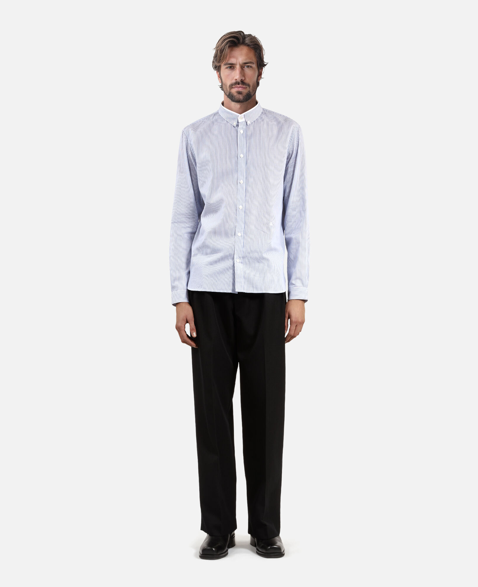 The Kooples WOMEN BLUE WHITE blue and white striped formal shirt