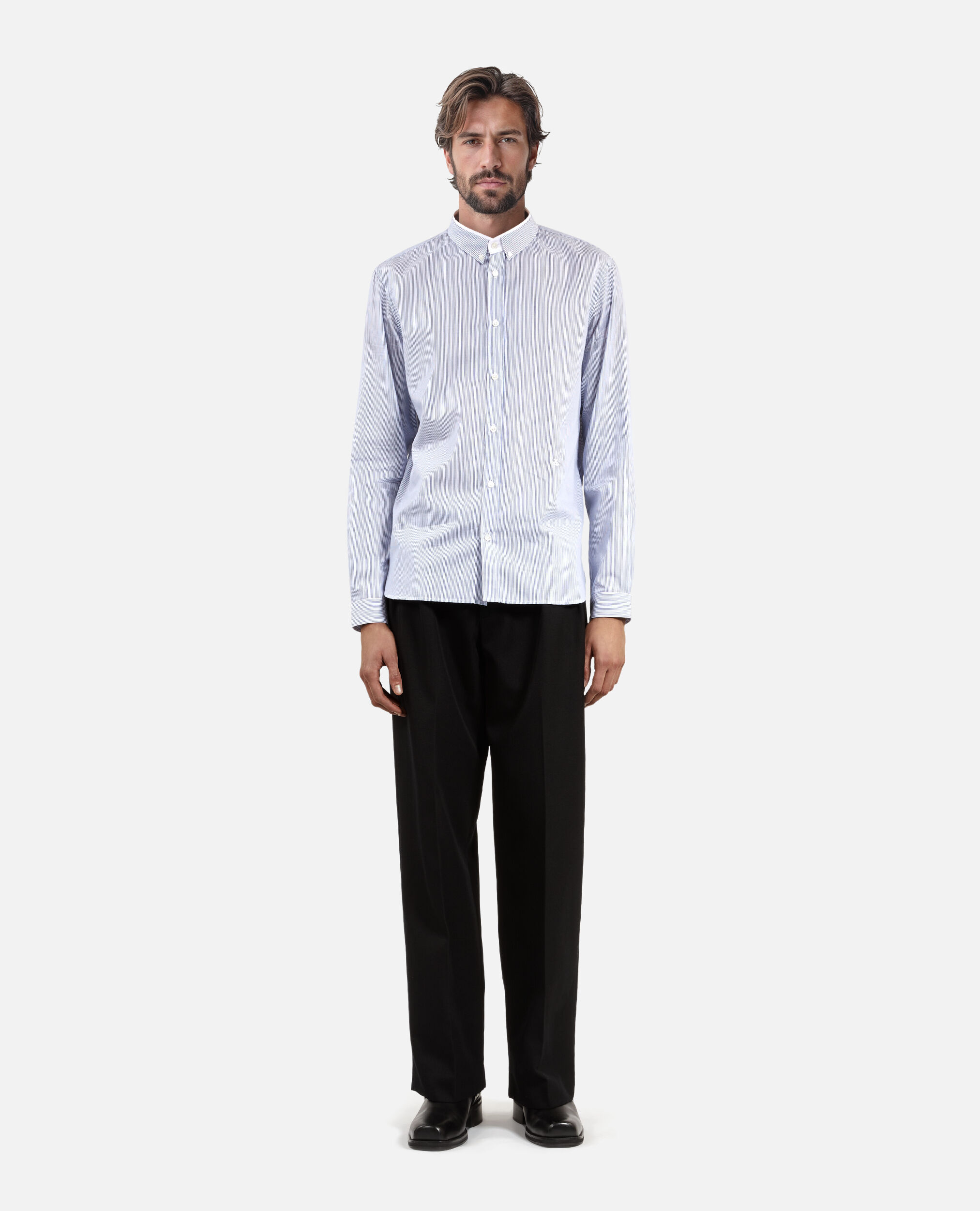 Blue and white striped formal shirt, BLUE WHITE, hi-res image number null