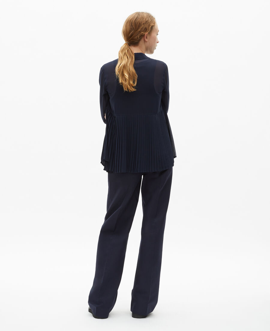 The Kooples FEMME NAVY chemise plissée marine