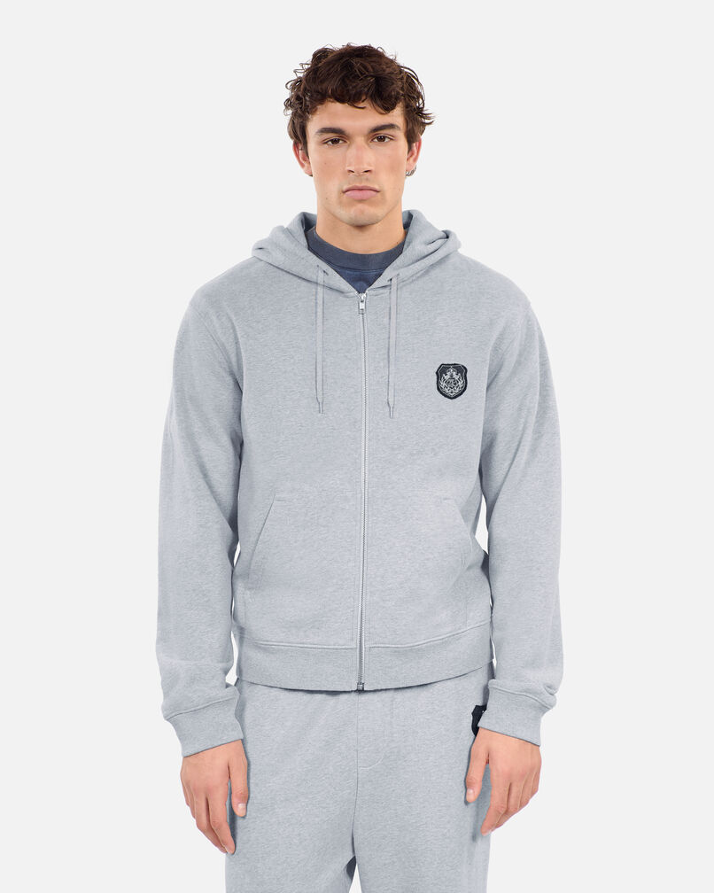 The Kooples HOMME GREY MELANGE sweatshirt à capuche blason gris