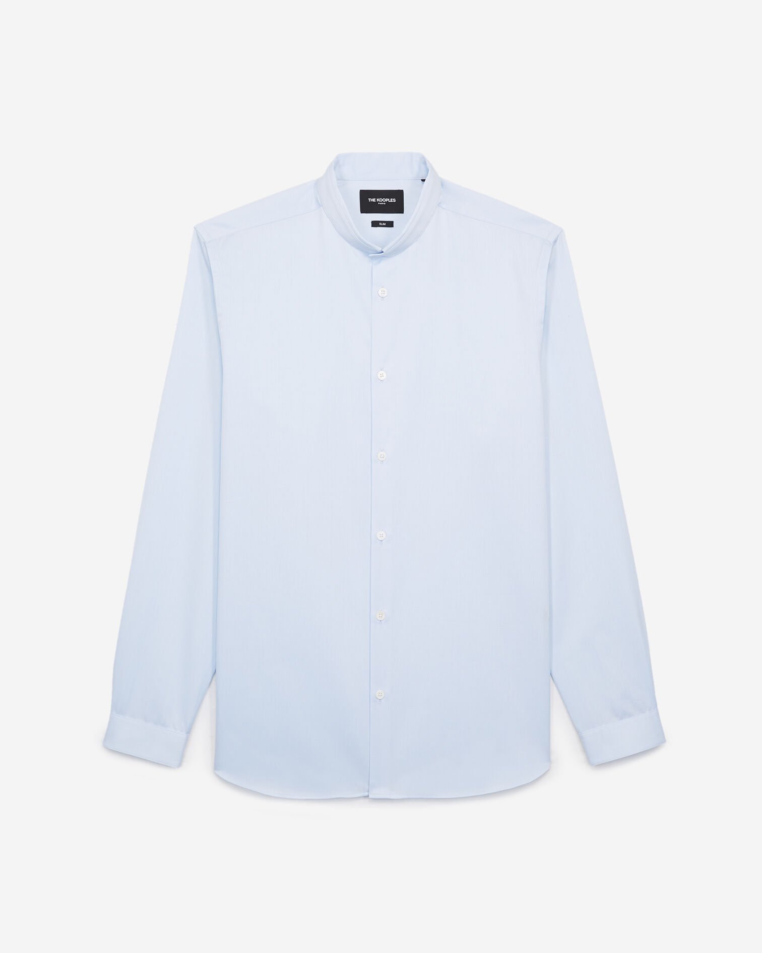 Camisa azul cuello Mao replegado algodón, SKY, hi-res image number null