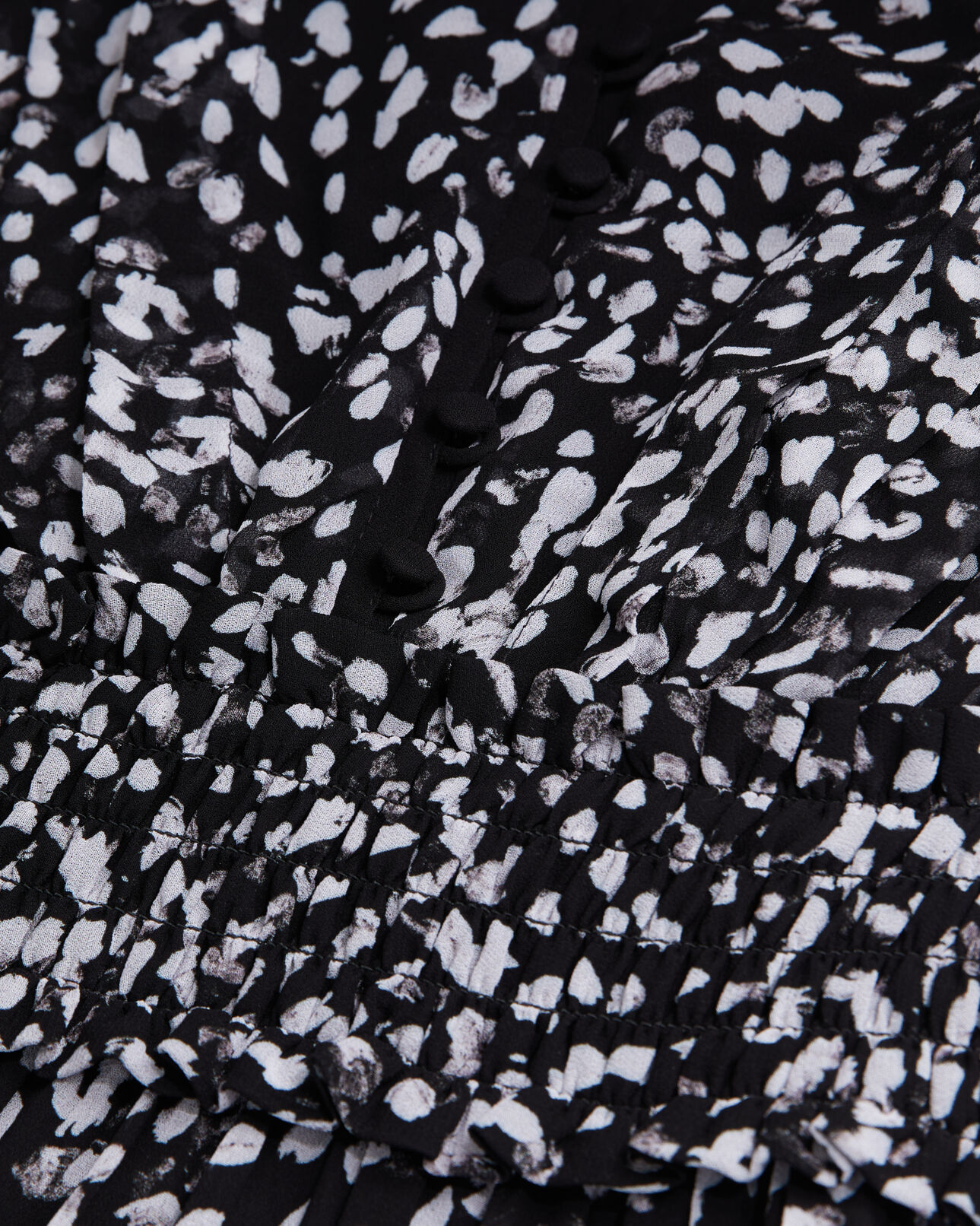 The Kooples FEMME BLACK WHITE robe courte imprimée avec smocks