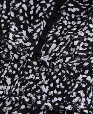 The Kooples F BLACK WHITE short printed dress with smocking