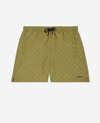 The Kooples H KAKI monogram khaki swim shorts