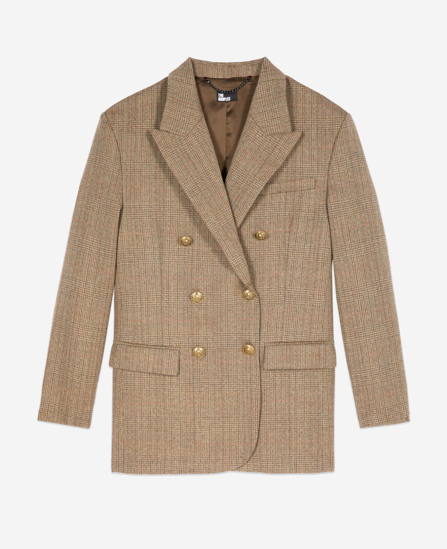 The Kooples F BROWN CHEVRON brown wool herringbone blazer