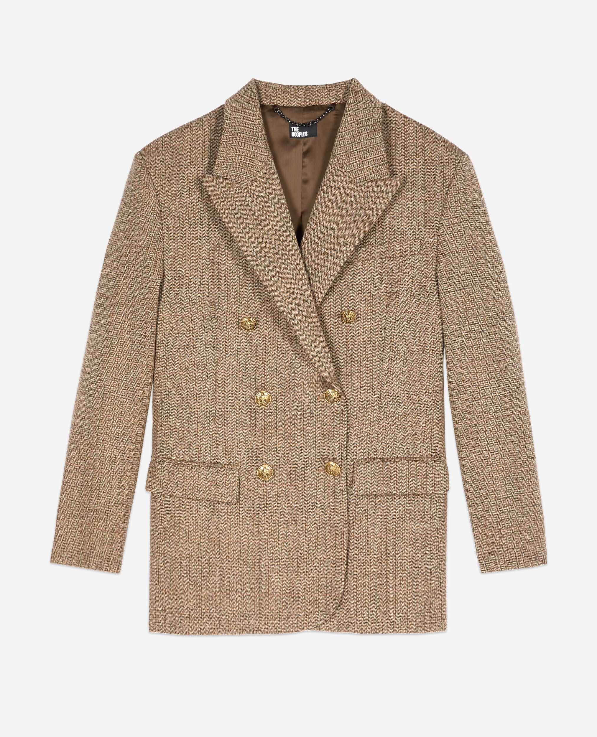 Brown wool herringbone blazer, BROWN CHEVRON, hi-res image number null