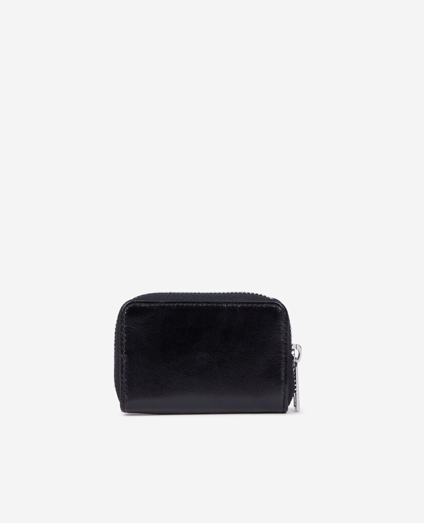 The Kooples MIXED BLACK black leather blazon coin purse