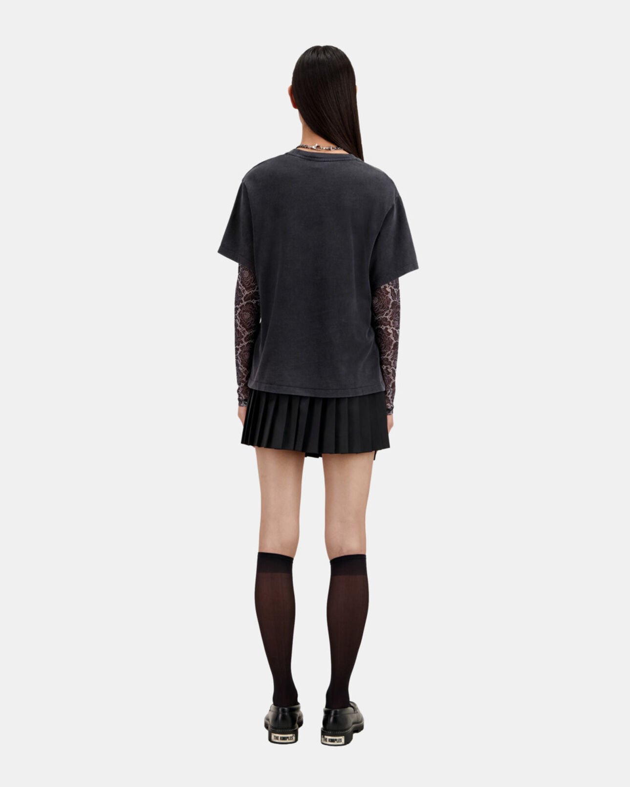 The Kooples FEMME BLACK WASHED t-shirt femme noir avec sérigraphie barking dog