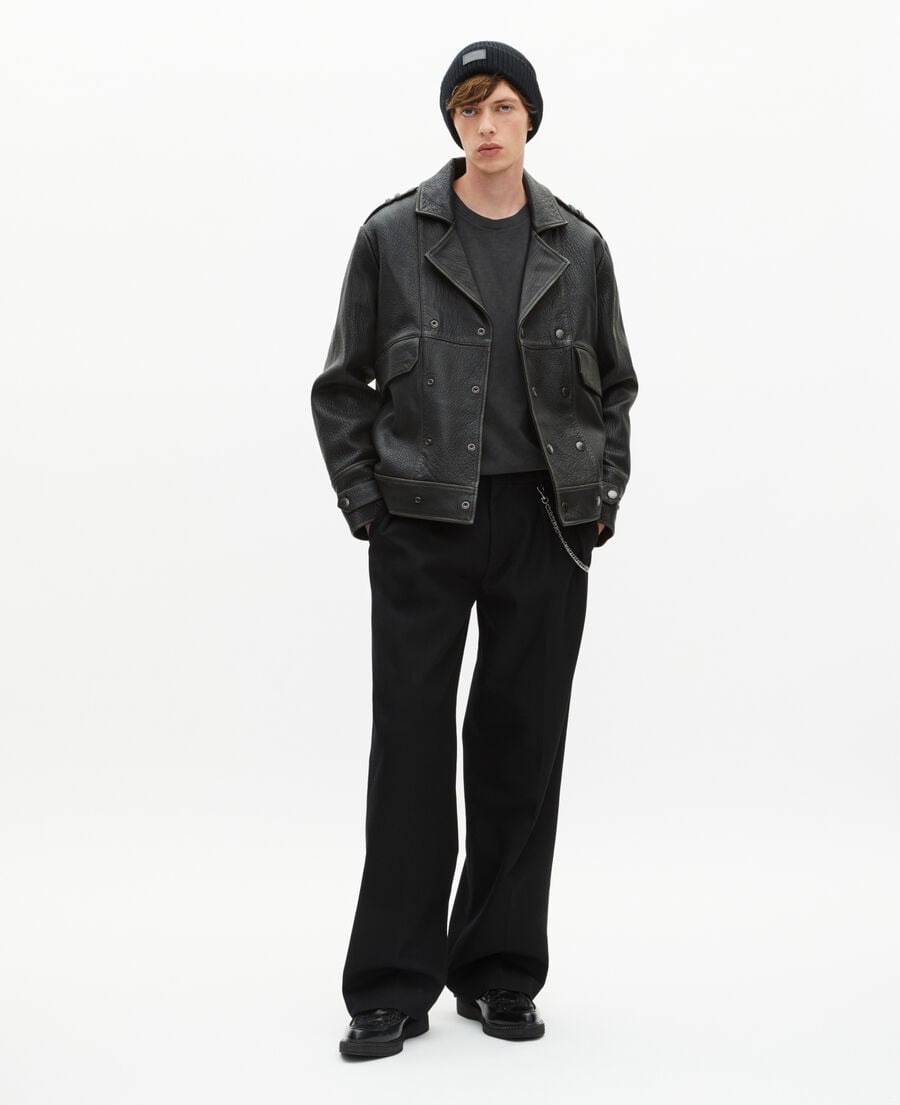 The Kooples MEN BLACK black leather jacket