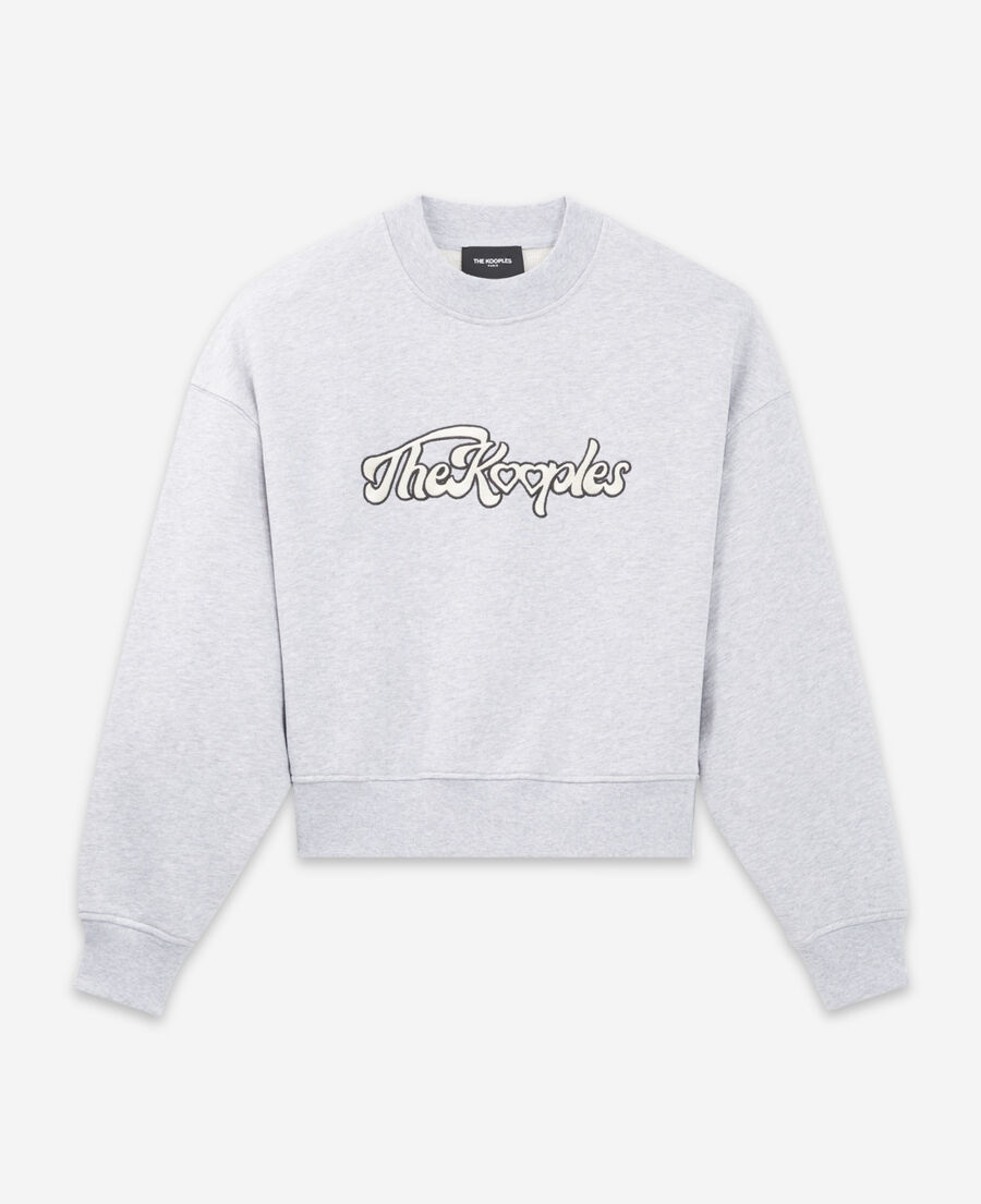 Gray cotton sweatshirt The Kooples heart logo The Kooples US