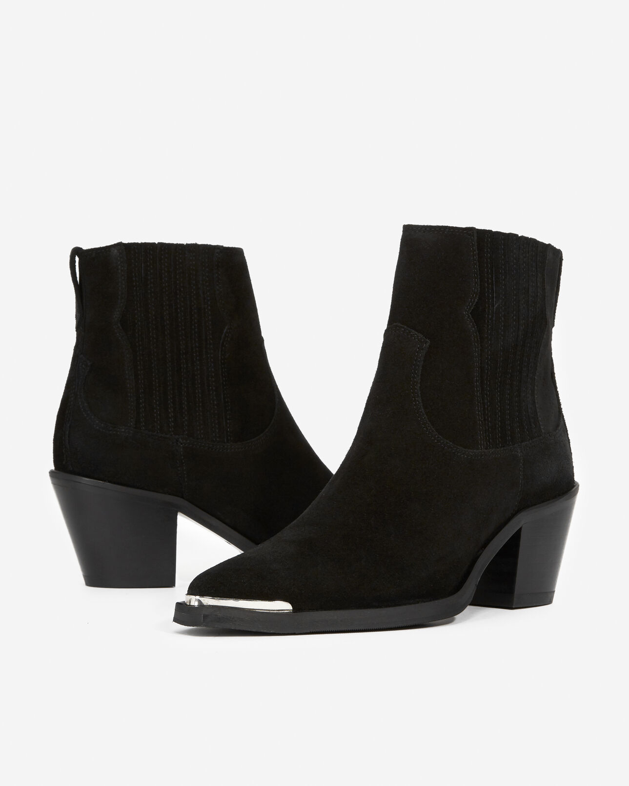 The Kooples WOMEN BLACK western-style black suede ankle boots