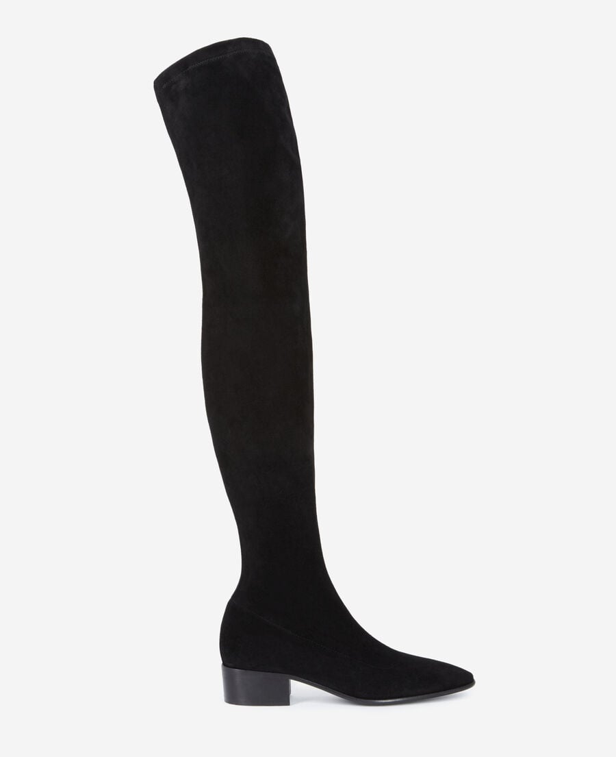 The Kooples WOMEN BLACK black leather thigh-high boots