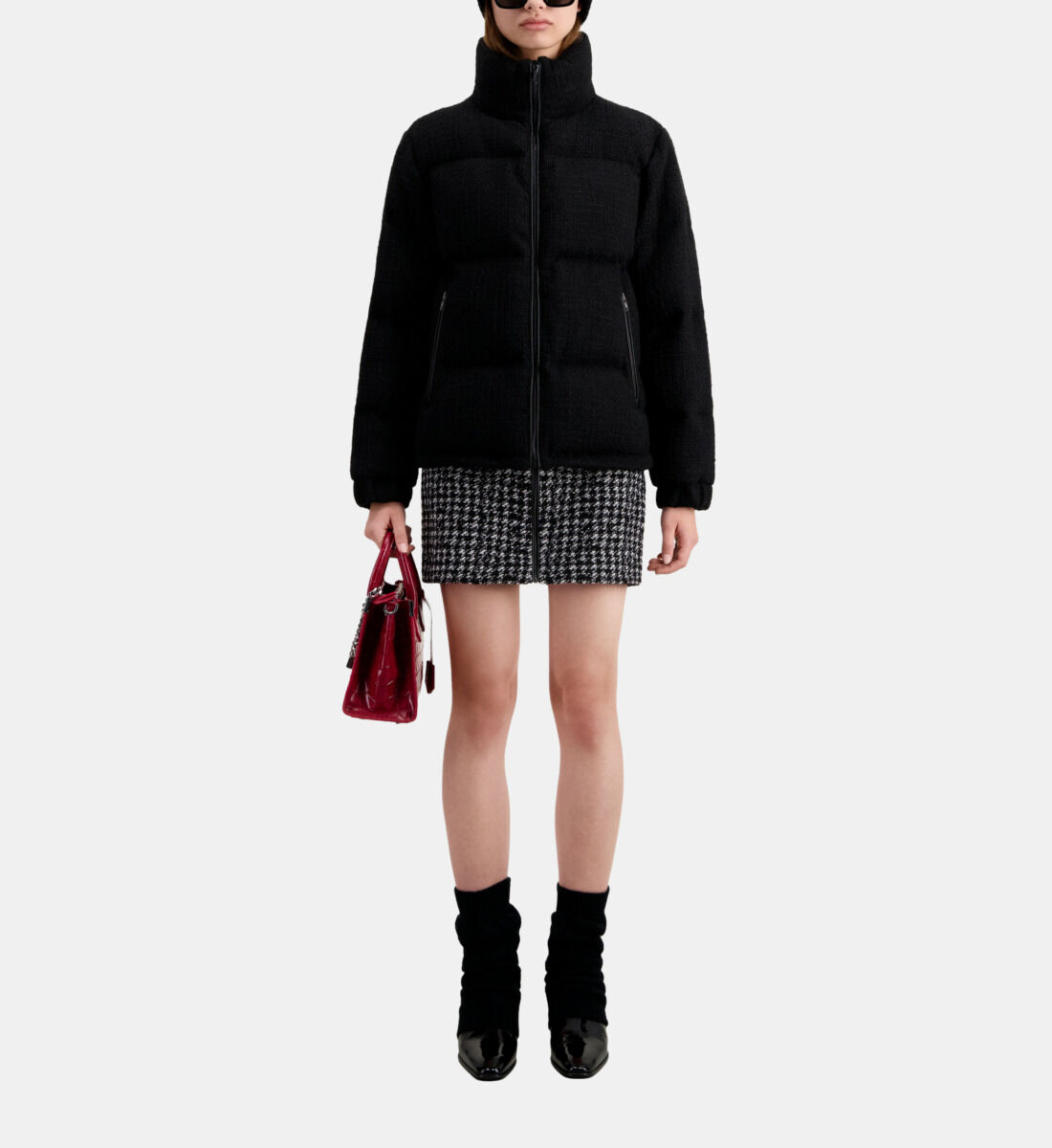 Tweed puffer clearance jacket