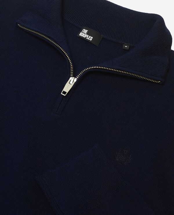 The Kooples MEN NAVY double-faced navy trucker-neck sweater