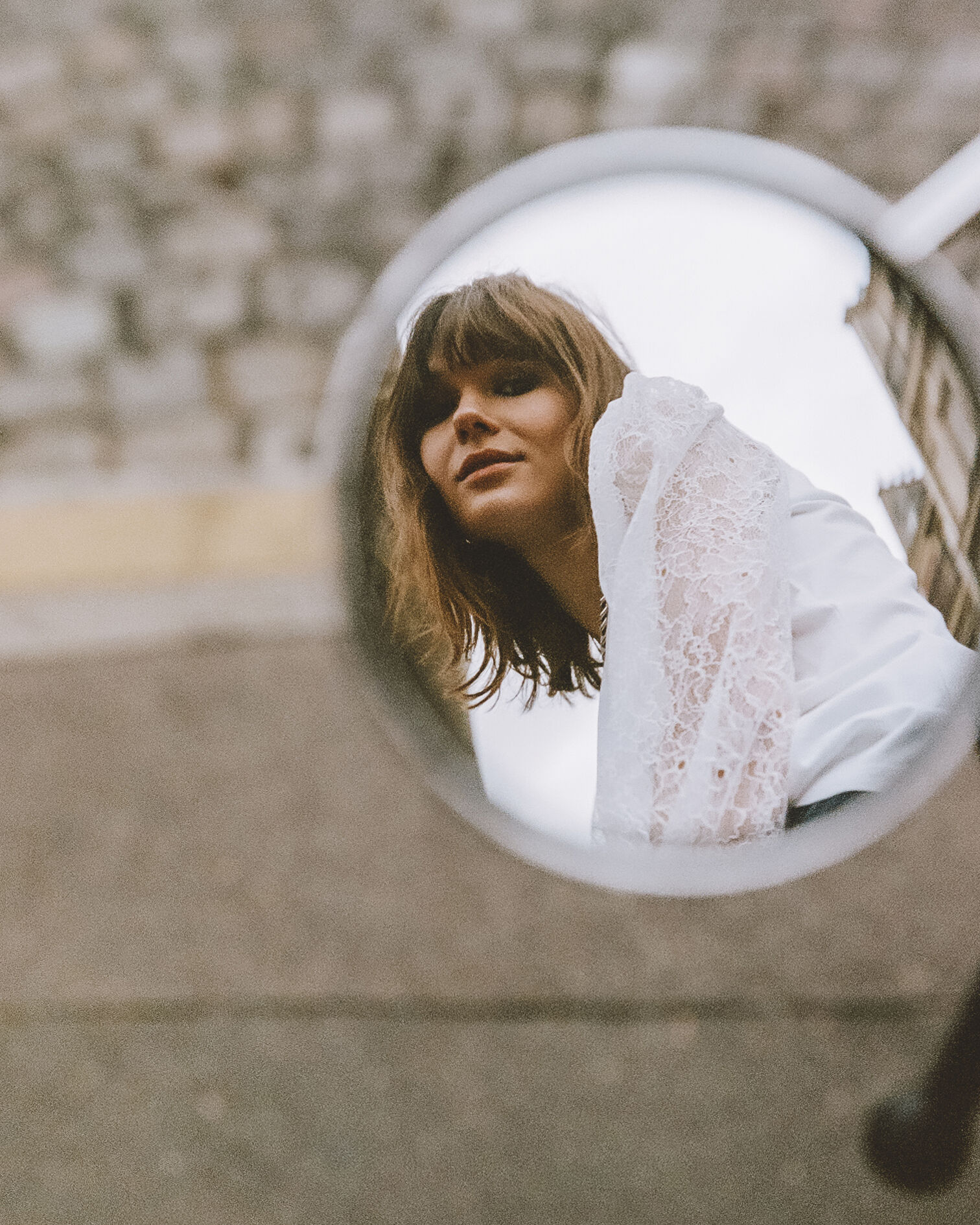 White lace t-shirt with long sleeves, WHITE, hi-res image number null