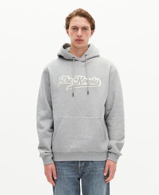 The Kooples HERREN GREY MELANGE kapuzen-sweatshirt mit grauem patch