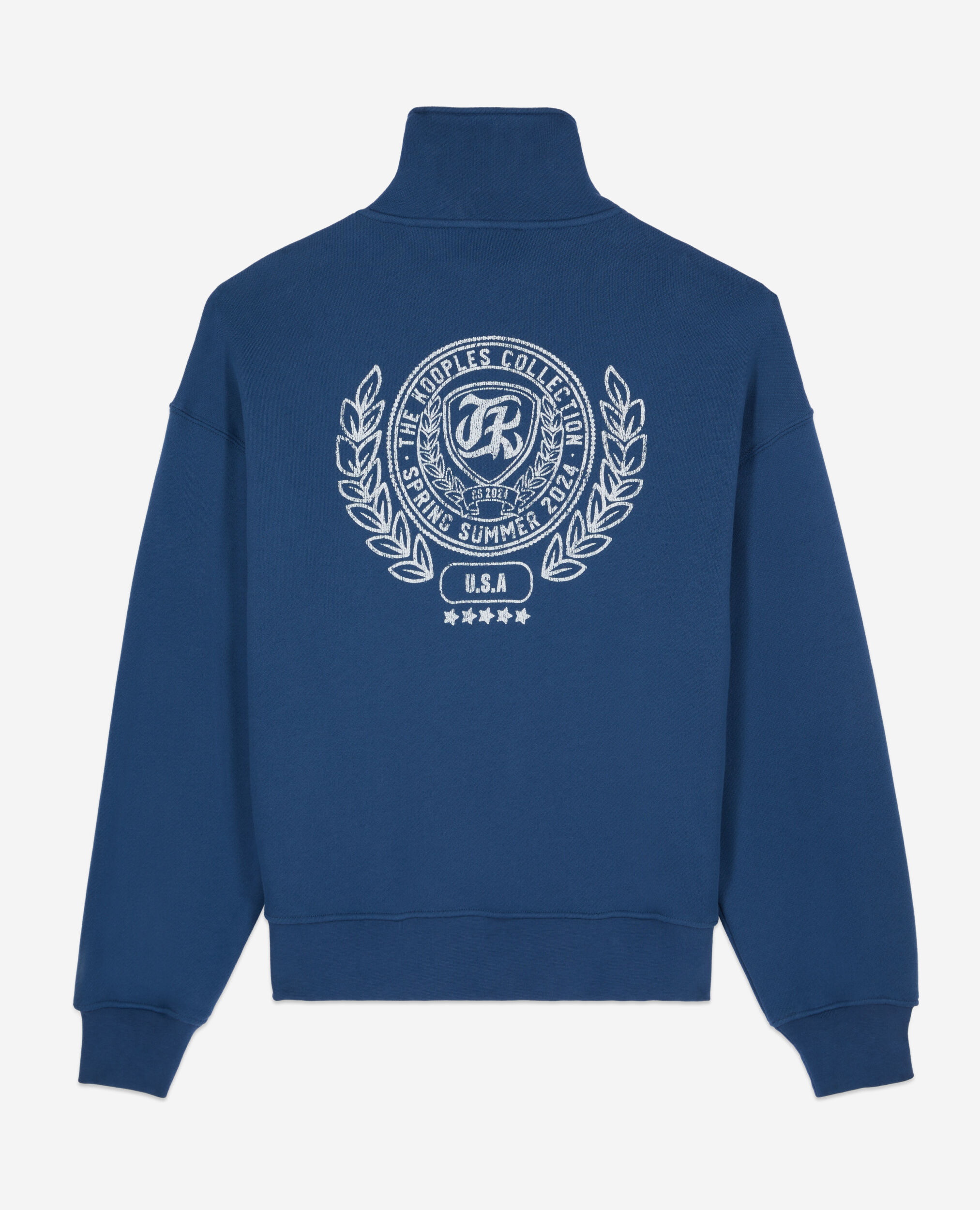 Königsblaues Sweatshirt mit Wappen-Siebdruck, MIDDLE NAVY, hi-res image number null
