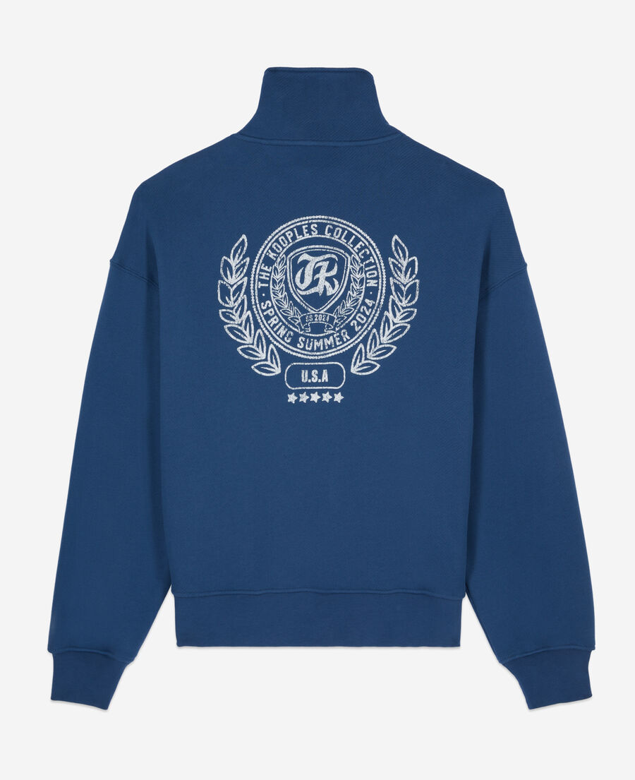 royal blue sweatshirt with blazon serigraphy
