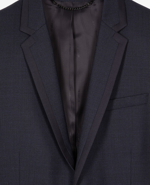 The Kooples HOMME NAVY veste de costume en laine pied de poule bleue