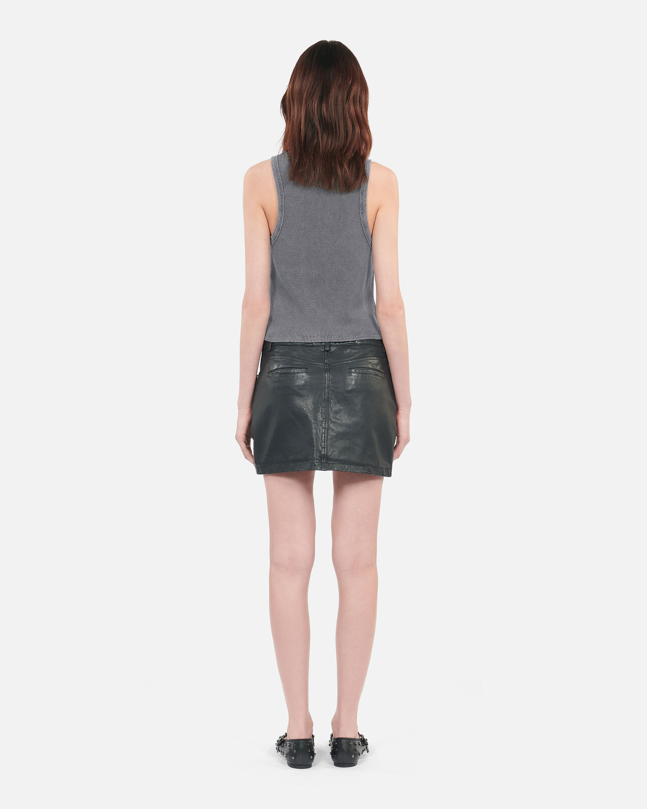 The Kooples WOMEN BLACK WASHED black tank top with dangerous but fun serigraphy