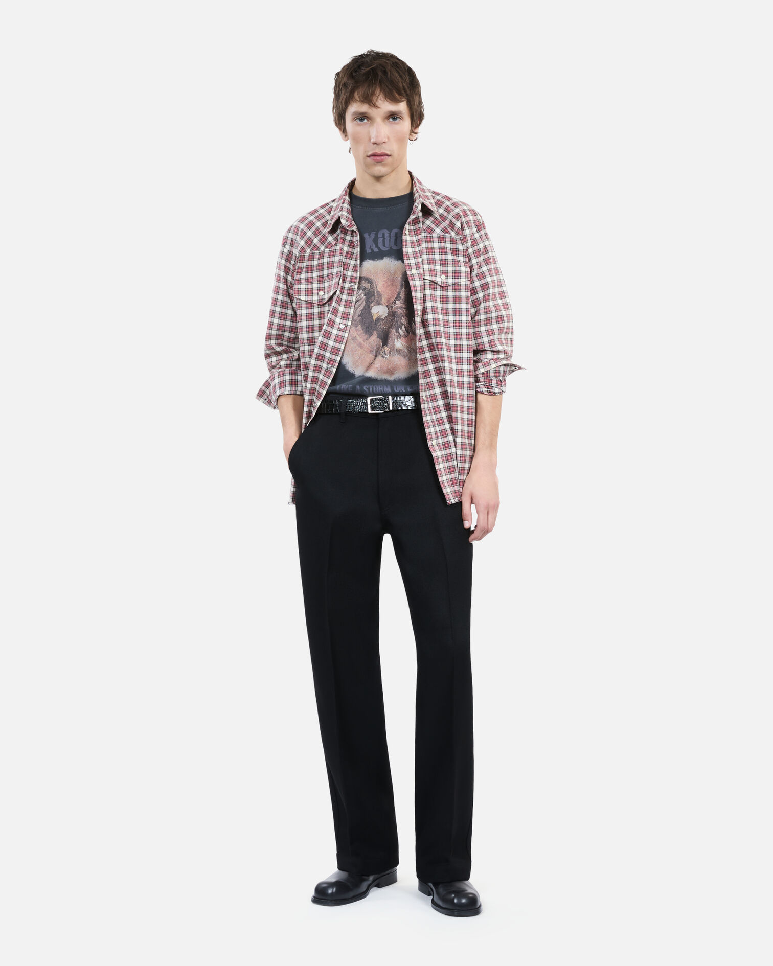 Black wool trousers, BLACK, hi-res image number null