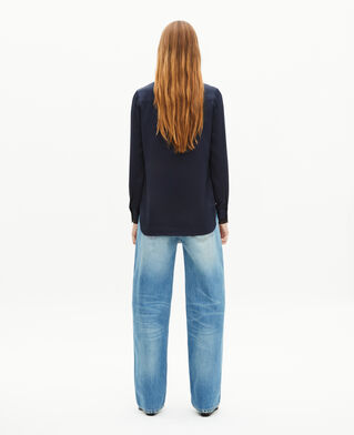 The Kooples FEMME NAVY chemise en soie marine