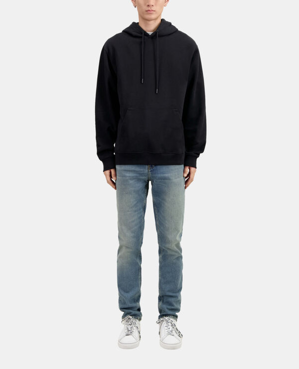 The Kooples HERREN BLACK schwarzes kapuzensweatshirt mit siebdruck
