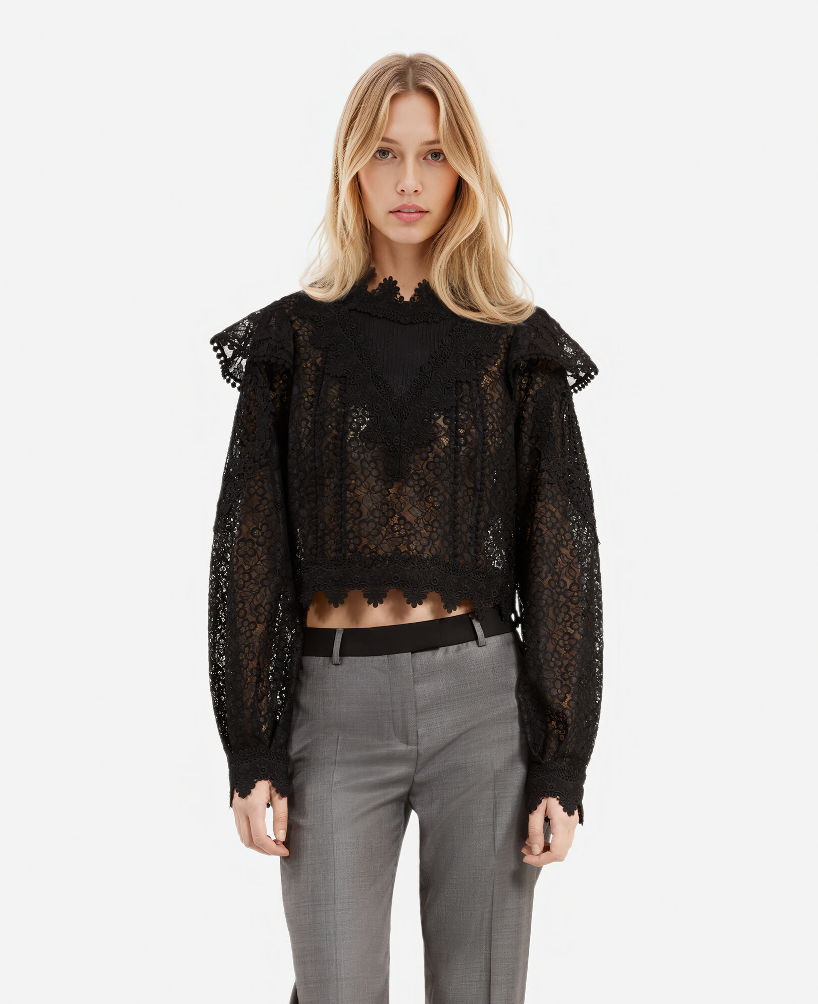 The Kooples FEMME BLACK top en dentelle noire