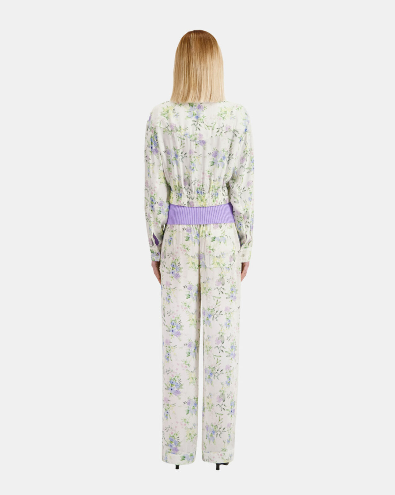 The Kooples FEMME LIGHT BLUE/WHITE chemise fleurie avec zip