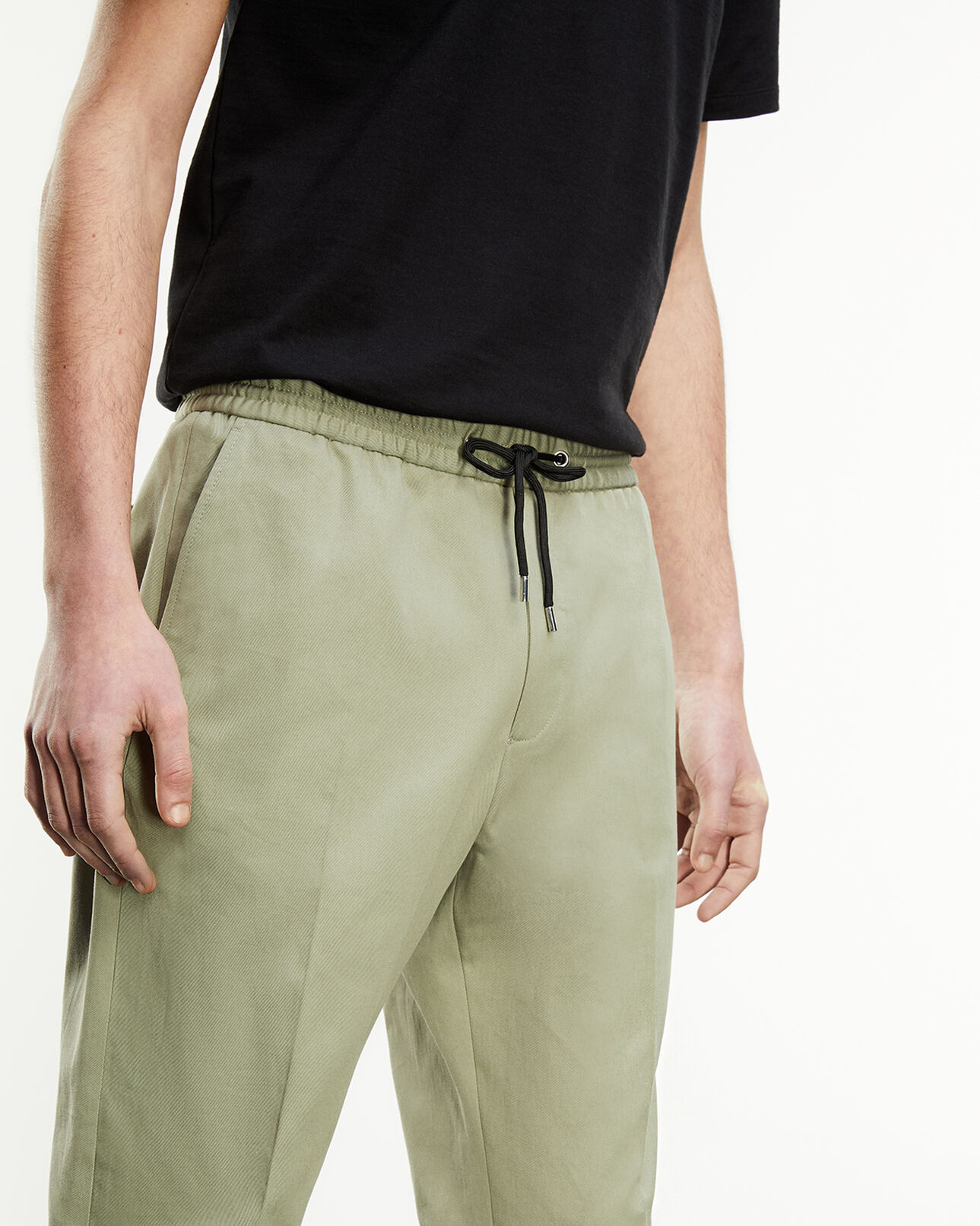 The Kooples HOMBRE KAKI pantalón algodón caqui cintura elástica