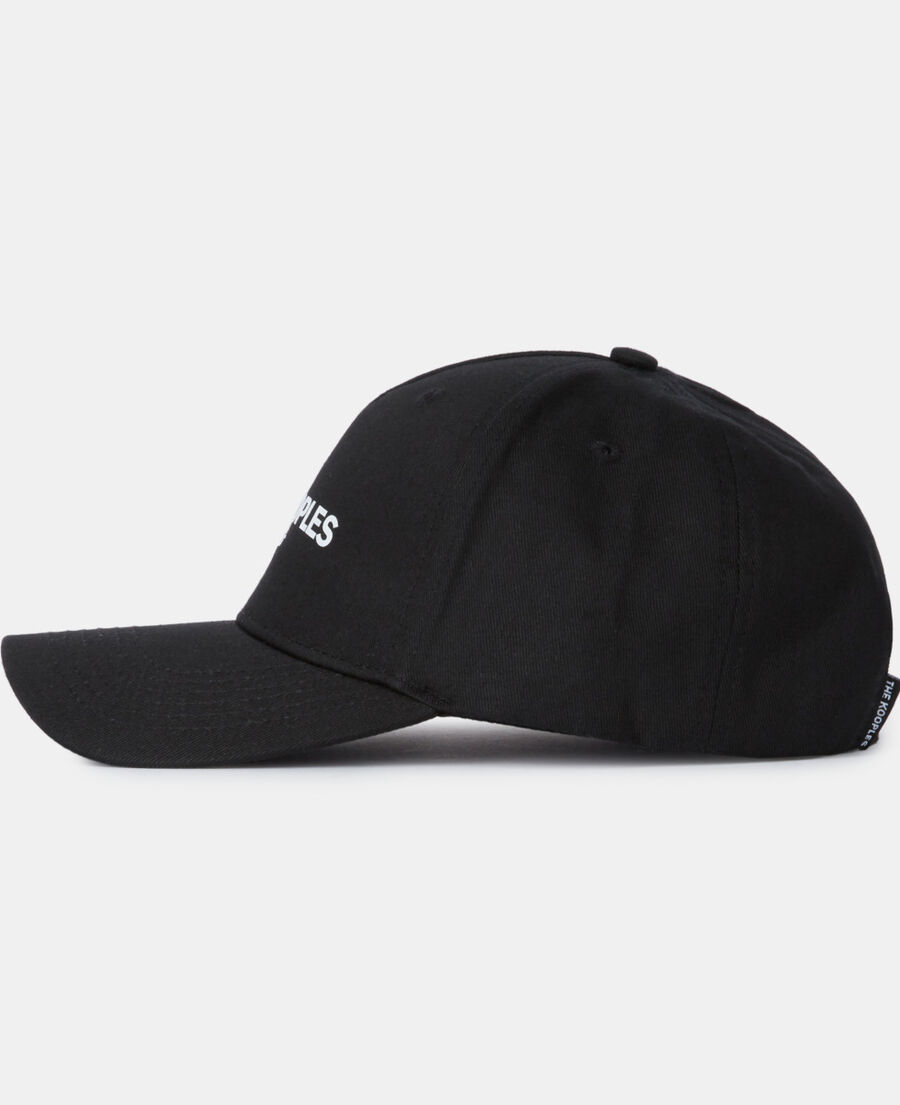 schwarze kappe aus baumwolle mit weißem logo