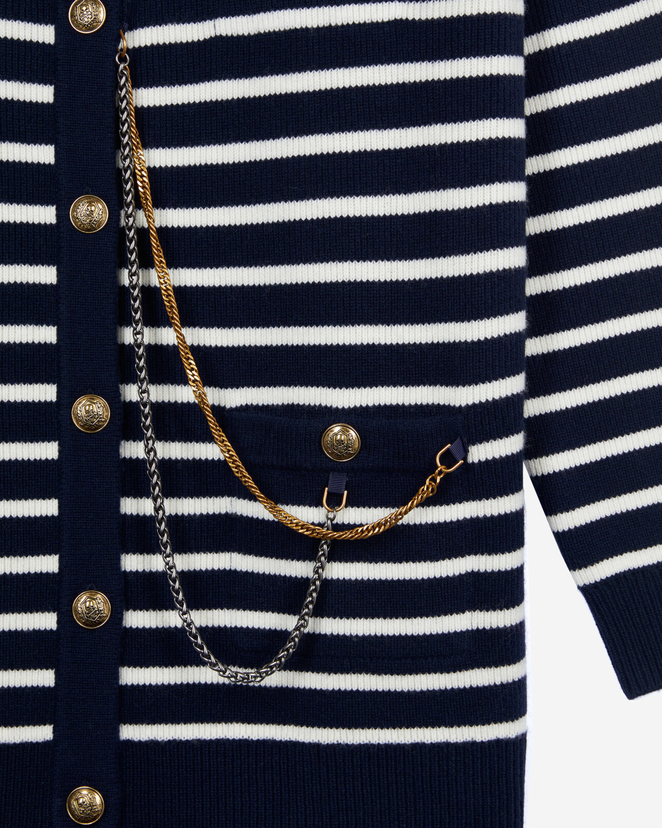 The Kooples DAMEN WHITE / BLUE strickjacke aus wolle mit streifen