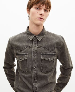 The Kooples H DENIM GREY grey denim shirt